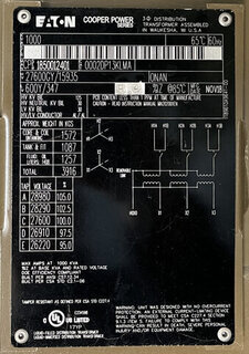 EATON- 0002DP13KLMA (PRI.27600GY/15935V, SEC.600Y/347V,1000KVA) Product Image